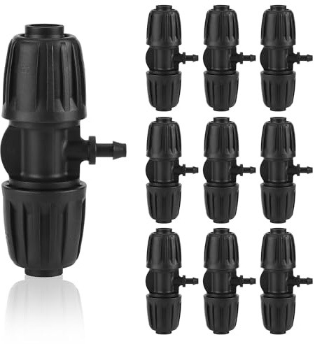 10 Pezzi Raccordi per Irrigazione, Connettore Tubo a 3-Vie da Giardino per Tubo 13/16 mm a 4/7 mm, Adattatore per Irrigazione a Goccia per Prato, ​Giardin