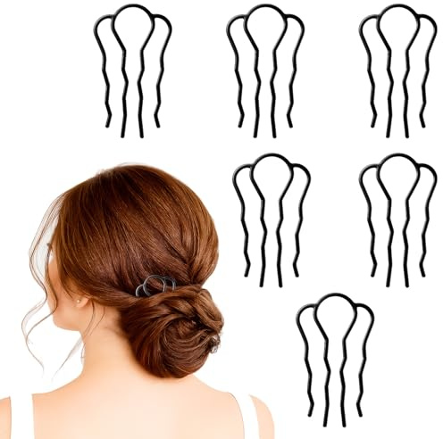 6-teiliges Metall-Haargabel-Set für französische Twist-Frisuren, Haarkämme für Hochsteckfrisuren U-förmige Haargabel-Clips Haarstyling-Werkzeug Vintage Frisuren Accessoires füre Damen