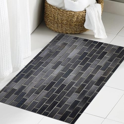 JHAOUNUK Tappeto Bagno Super Assorbente Tappetino per Doccia Microfibra,Asciugatura Rapida Tappetino Doccia per,Grigio e bianco, piastrelle moderne per pareti in mattoni, urbanistica, architet,60x90cm