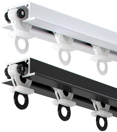1-6M Binario per Tende a soffitto, Set di Binari per Soffitto Incassato, Scorrevole Silenzioso, per Commerciale Appartamento Albergo Ospedale(White,1.25m/4.1FT)