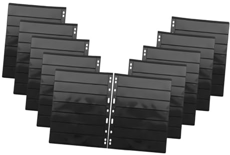 TOYZFRIENDY Álbum de Sellos Transparentes de Plástico Negro 10 Hojas Duradero y Doble Cara, Adecuado para Coleccionistas de Monedas y Objetos Coleccionables