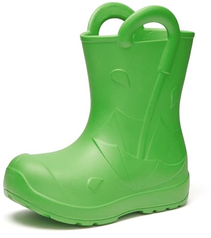 Ladeheid x Camminare Stivaletti Pioggia Bambino con Manici in EVA Rinforzata, Legerri Stivali Pioggia Bambina, Facili da Pulire Stivaletti Bambina e Scarpe Bambino LA-CA-20 (Verde, 32/33 EU)