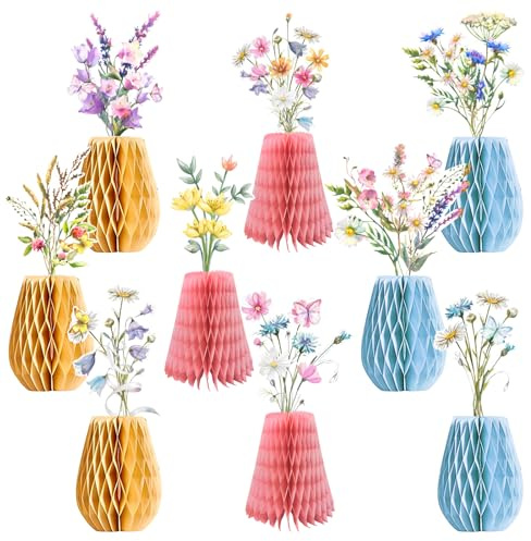 9 Stück Wabenbälle Tischdeko Blumen Geburtstag Bienenwaben Deko Tischdeko Geburtstag Wabenbälle Deko Frühlingsdeko für Feste Geburtstage Hochzeiten Partys Taufen