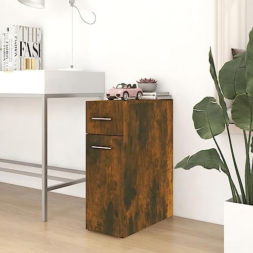 YUTAASU Armadietto da Farmacia in Legno Multistrato Rovere Fumo, Mobile per Organizzare Forniture Domestiche e Generi Alimentari, 20 x 45,5 x 60 cm, Superficie Liscia Facile