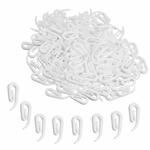 100 Pezzi Ganci per Tende Gancetti Tende in Plastica Bianca Ganci | Tende Rinforzato a Forma di G Gancio Appendi Tende per Porta Finestra Fettuccia per Tend 2,8 x 1,2 cm