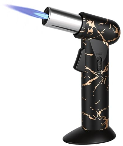smtfcty Kitchen Blow Torch Butane,Torch Lighter Big Jet Flame with Safety Lock Refillable Portable Butane Torch Mini Blow Torch for Camping Baking Creme Brulee Cooking Welding BBQ