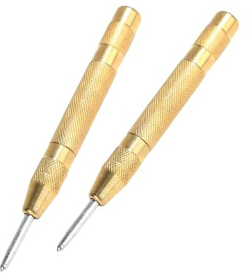Automatic Center Punch Set - Spring Loaded Center Punch for Metal, Wood, Plastic - 5 Inch Set of 2