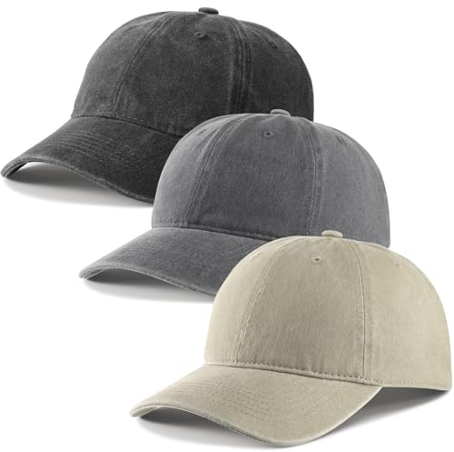 kodinsiivous3 Stück Baseballkappe für Herren Damen Verstellbar Baseball Cap | Cotton Verstellbar Leicht & Atmungsaktiv Unisex Basecap Sonnenhut Sportkappe für Outdoor Sport Leisure Reisen