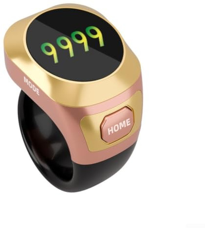 ZMdooreasy Contador de anillos inteligente con pantalla a color, Tasbih electrónico recargable para oración, cuentas digitales impermeables con 3 tamaños, pantalla que brilla en la oscuridad para