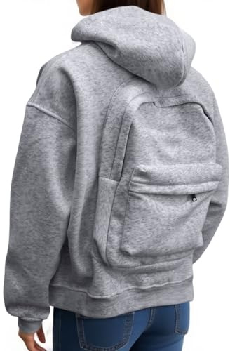 Générique Sweat à Capuche pour Homme et Femme, Grand Sac à Dos décontracté avec Fermeture éclair, Veste intégrée, Pull à Manches Longues, Veste de Sport Streetwear