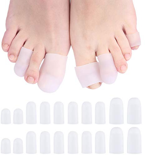 Fodlon Protezione Dita Piedi, 20 Pezzi Cappucci Copri Dita in Gel, Protezione Tubolare Gel, Cappucci di Protezione per Vesciche, Calli, Unghie Incarnite, Perdita di Unghie dei Piedi