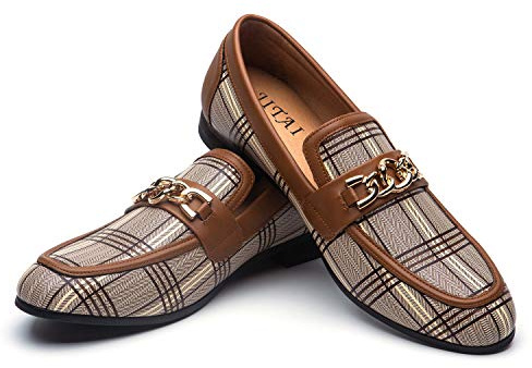 JITAI Mocassini da Uomo Moda Scarpe Casual Mocassini Scarpe da Festa Mocassini da Uomo, Marrone 03, 45 EU (12 UK)