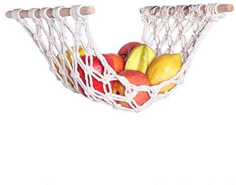 Dasing Makramee HäNgen für die KüChe Unter Dem Schrank, HäNgen Halter Netz und für AufhäNgen Von Obstkorb