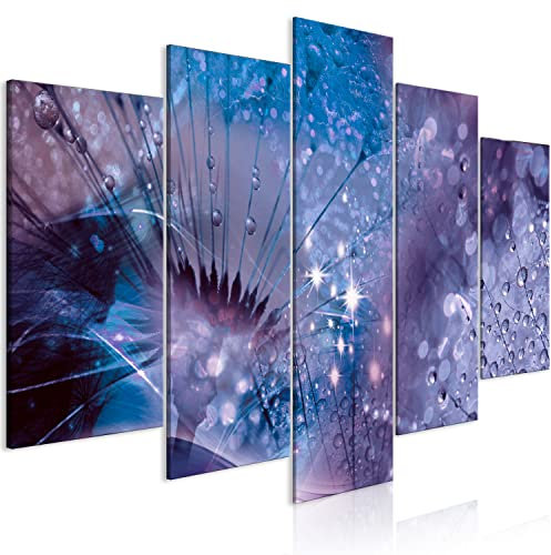 murando - Akustikbild Pusteblume 5 tlg - Bilder Akustikschaum Schallschutz Wand Deko Kunst Akustikpaneele Wandpaneele Schalldämmung Wandbild Schallabsorber Akustikplatten Blumen Natur violett blau
