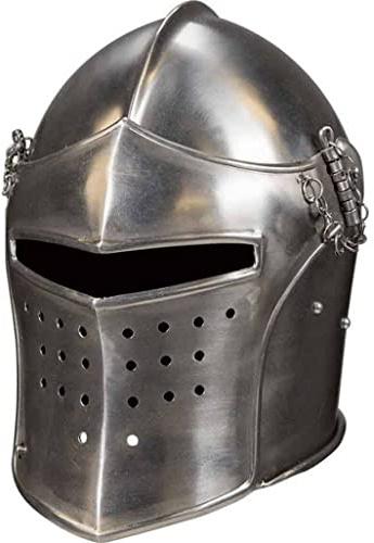 Generic Mittelalterlicher Barbute-Helm mit Visier, Einheitsgröße, Silber, Kostümhelm, Ritter, Historische Enthusiasten, LARP-Spieler, Cosplayer, Halloween-Kostüme, Unisex-Erwachsene