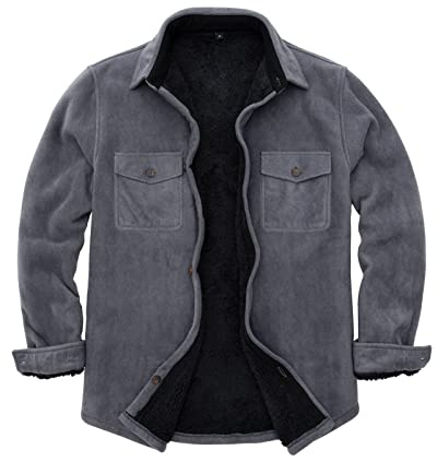 ZENTHACE Männer warme Sherpa gefütterte Fleece karierte Flanellhemdjacke (Alle Sherpa Fleece gefüttert)
