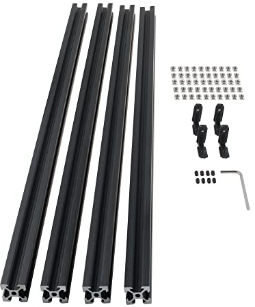 CNCMANS 4 Stück 600mm 2020 Aluminiumprofil Extrusions V Typ Schwarz Europäischer Standard Eloxierte Linearschiene Aluminium Profil für 3D-Drucker und CNC-Maschinen