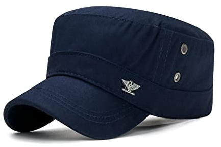 XibeiTrade Vintage kadett arméhatt retro militär platt topp baseboll pappa solhatt utomhus sport hatt, BLÅ, One Size-M