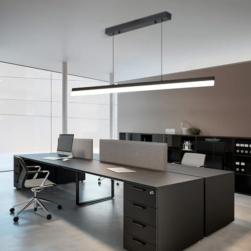 Mikeru Lampe Suspendue Moderne À Led De 100cm, Lumière De Cuisine Avec 3000/4500/6000k 3 Couleurs, 10% -100% De Luminosité Ajustable Avec Télécommande Pour Salle À Manger, Bureau