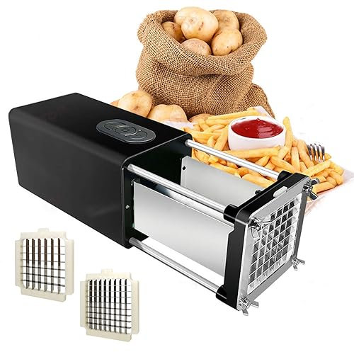 QJJML Coupe-Frites Électrique, Coupe-Frites avec Lame De 1/2 Et 3/8, Coupe-Patates, Coupe-Légumes Électrique pour La Cuisine Et Le Restaurant