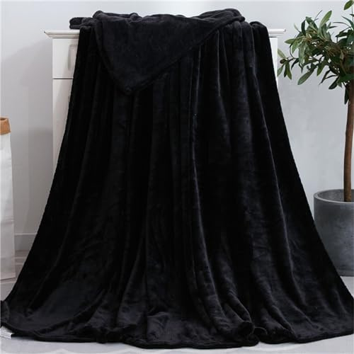 Highdi Coperta Pile Divano Plaid, Morbida Coperte per Letto Singolo Matrimoniale Soffice e Calda Coperta Pile Invernale per Animali Bambini Adulti (70x100CM,Nero)