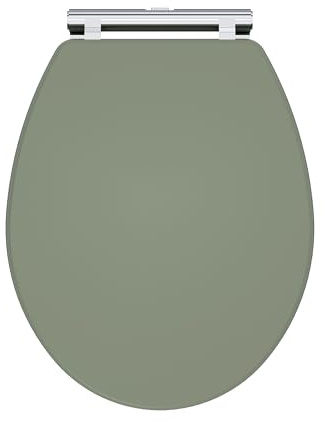 Balterley Wooden Oval Shape Toilet Seat Soft Close, Top Fix Soft Close Toilet Seat, Oval Seats for Toilets with Adjustable Hinges & Quick Release for Easy Cleaning - 350 x 451 x 60 mm (Green)