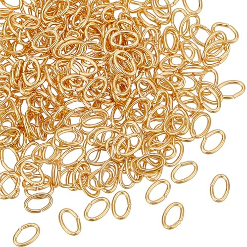 Beebeecraft 1 Box 300Pcs 18K Gold Plated Open Jump Rings Oval Linking Rings Connectors Jewelry Links for DIY Jewellery Making Findings