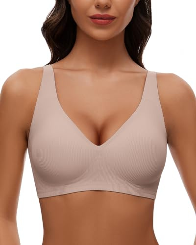 WOWENY Dam-bh push up bekväm utan bygel, sömlös behå, justerbar bygellös, bh, mjukt skal, bh, t-shirt, bh, mjuk comfit BH, GRÅ, L