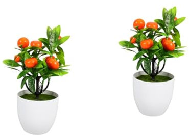 Alipis 2stücke Künstlicher Bonsai Mit Orangefarbener Fruchtdeko Realistisches Kunstpflanzen-Arrangement Für Tisch Büro Und Zuhause Pflegeleichtes Lebensechtes Design Für Stilvolle