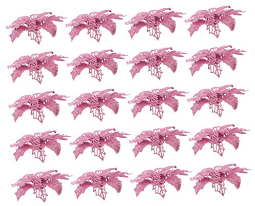 Cabilock 20stücke Künstliche Weihnachtsblumen Pinke Dekoration Für Kränze Weihnachtsbaum Und DIY-projekte Wiederverwendbare Festliche Kunstblumen Für Stimmungsvolle Feiertagsdekoration