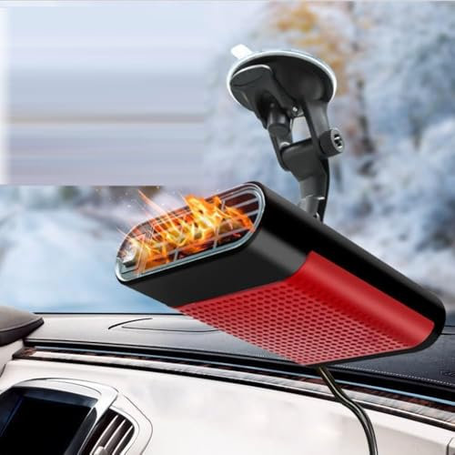 Riloer 12V Car Heater Fan Defraun Car Heater with Suction Cup, 12V 150W, 2 In 1 Portable Car Heater, With Cigarette Lighter, 360° Rotatable (Without Base)