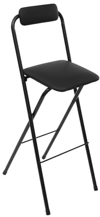 Fifizoo Folding Bar Stool with Backrest, 29.53 Tall Folding Chair, Comfortable Sponge Padded Counter Height Foldable Stool Portable Folding Stool, for Outdoor Camping Kitchen Shop Cafe, Black