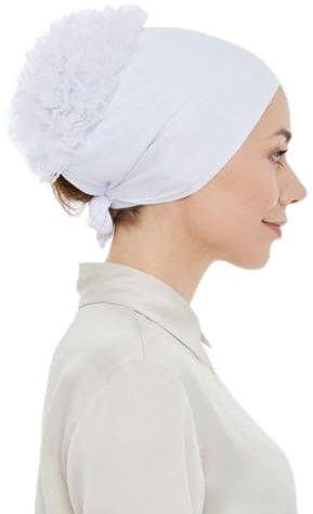 ihvan online hijab keps, huvudscarf mössa, volympiserande halkfria huvudband för kvinnor, hijab underkeps med knytstängning, Vitt, one size