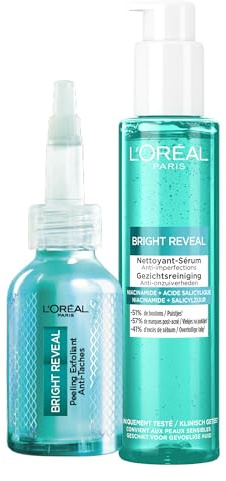 L'Oréal Paris Routine gegen Unvollkommenheiten, Peeling, Peeling, mit Salicylsäure angereicherter Reiniger | AHA BHA PHA, reduziert Markierungen nach Akne 57%, einheitlich gefärbt, Salicylsäure, Niacinamid Glanz, 4 Abende pro Woche