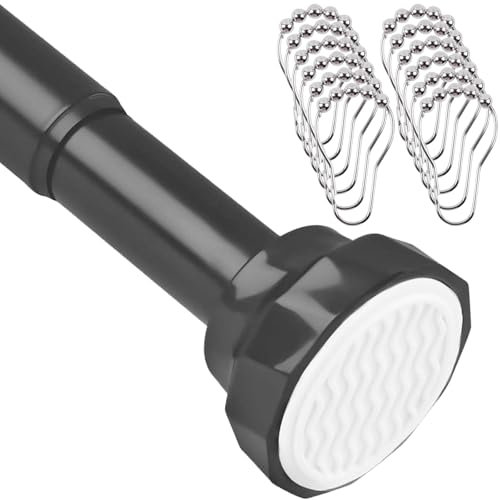 Scettar Bastone Tenda a Pressione 70-130cm,Φ25 mm Asta per Tenda da Doccia Estensibile,Palo per Tenda da Doccia,Fissaggio Senza Trapano Né Viti,Bastone per Tende per Bagno,Armadio,Balcone,Nero