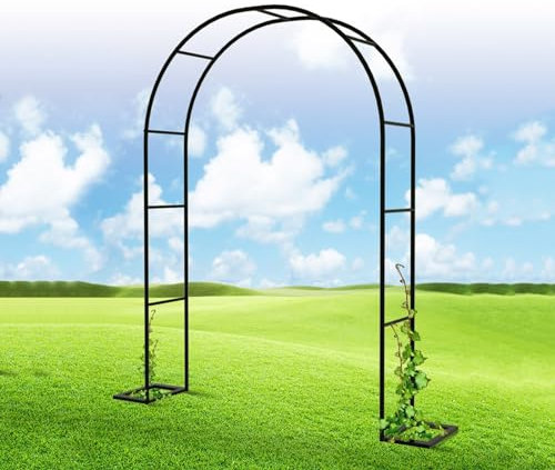 Élégant arc de jardin en métal avec base robuste pour les roses grimpantes et les fruits, idéal pour les grands mariages, les entrées, les terrasses, les pergolas, le design robuste et stable pour les
