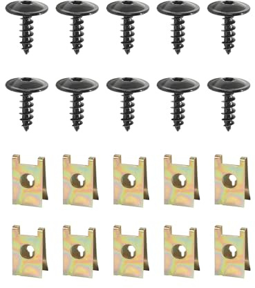 Flaconi 20PCS Clip Auto,Kit di Viti Autofilettanti,Clip di Fissaggio Tipo U in Metallo con Viti Autoperforanti,Vite per Autoveicoli per La Maggior Parte Delle Auto,Sostituisci OEM N90974701