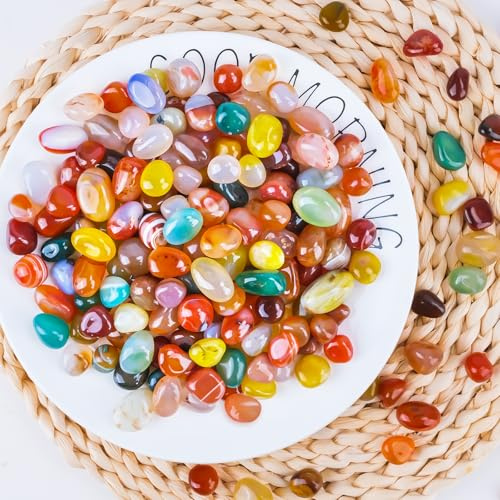 500g Ädelstenar för barn, naturliga färgglada polerade stenar 0,8–2 cm, lyckostenar, halvädelstenar blandning för barnens skattjakt, dekoration, ädelstensspel, barnkalas