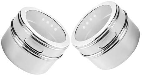 TOPPERFUN 2piezas Tarro de Especias Magnético para Cocina Contenedor de Acero Inoxidable Tapa y Pequeños Organizador de Almacenamiento para Condimentos Fácil de Limpiar para Uso Diario