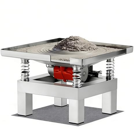 YUCHENGTECH Mesa vibratoria de hormigón de acero inoxidable de 35 cm x 35 cm, mini mesa de vibración de 3000 a 3600 veces/mínimo, capacidad de carga de 10 kg para compactación de hormigón, eliminación