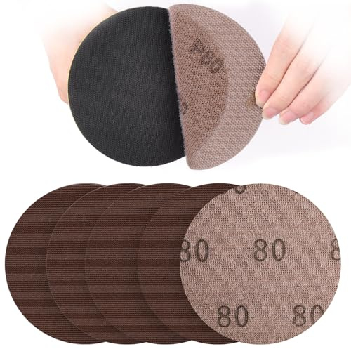 UMXIUO 30 Pezzi Rete Dischi Abrasivi 150mm Grana 80 | Per Levigatrice Orbitale da 150mm e Levigatrici per levigatura senza polvere di superfici dure, legno, metallo