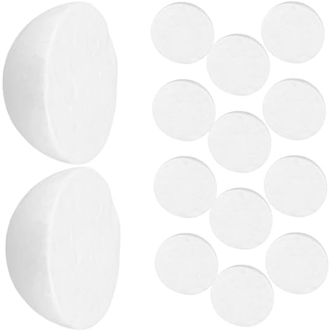 HEALSOPTHY Halbrunde Schaumstoffkugeln Weiß für Bastelprojekte | Kinder, 3d-modell und Schreibübungen, zum Kleben und Bemalen, 30 Stück Packung