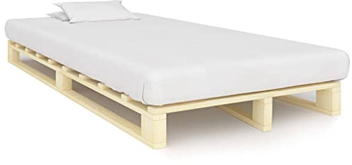 Qnhdfrt Palettenbett aus massivem Kiefernholz 120x200 cm Natur Bettgestell mit starken Lamellen Robustes und Langlebiges Daybed für Schlafzimmer Gästebett oder Jugendbett
