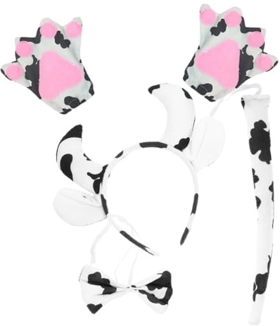 Gatuida Kuhohren Stirnband Kuhschwanz und Fliege für Cosplay Party Tierkostüm Accessoires mit Kuh Haarband und Schwanzkostüm