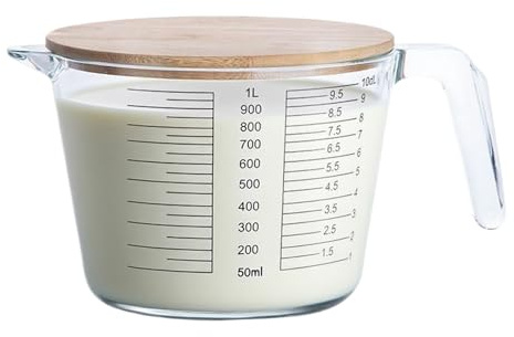 Gungtj Misurini da forno – Tazza di da forno con di misurazione – Utensili da cucina adatti al microonde con coperchio per uova liquide per cucinare alimenti miscelati casa appartamento