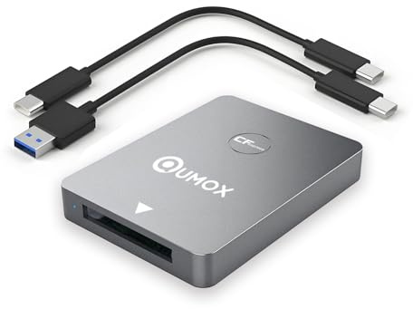 QUMOX Lector De Tarjetas CFexpress Tipo B Con USB 3.1 (Gen 2) De 10 Gbps, Adaptador USB-C A USB-A Tipo B CFexpress, Compatible Con Windows/Mac/Linux/Android, iPhone 16/15, portátiles, tabletas y smart