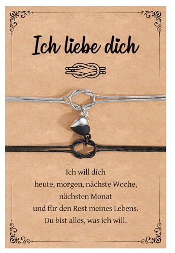 YELUWA 2 Pcs Partner Armbänder Partner Geschenke Damen Armband Jahrestag | Geschenk für Ihn/Sie Couple Geschenke für Frauen Männer Freund Freundin Ehemann Gattin 18. 30. 40. 50.Geburtstag Hochzeitstag