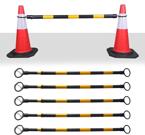 Infällbar Trafikkonstång Teleskopiska Reflektorer för Varningskoner, Infällbar Trafikkon med Vevstång, Säkerhetsbarriärer av Plast för Parkeringsplatser/vägbyggnader(Yellow and Black,5pcs)