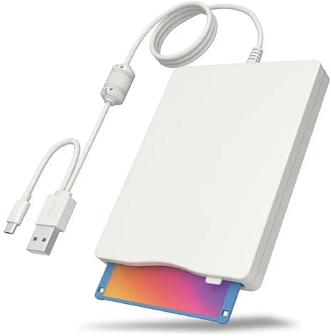 Lecteur de Disquette 3,5 Pouces, USB 3.0 et Type-C, Compatible Windows/Mac/Linux, Blanc