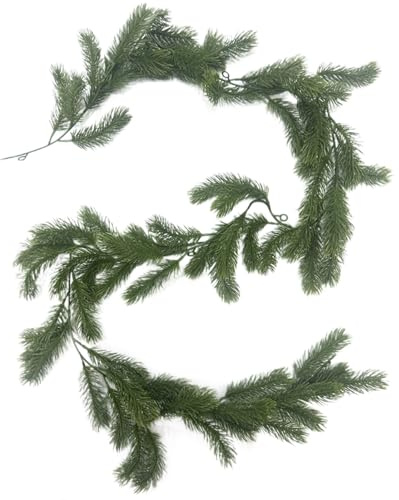 Cedar Greenery Vine – konstgjord girlang av tallbarr, vintersemesterdekoration, realistisk konstgjord växtkrans, inomhus- och utomhusdekoration, spiselkrans, trappa, bord, | för W